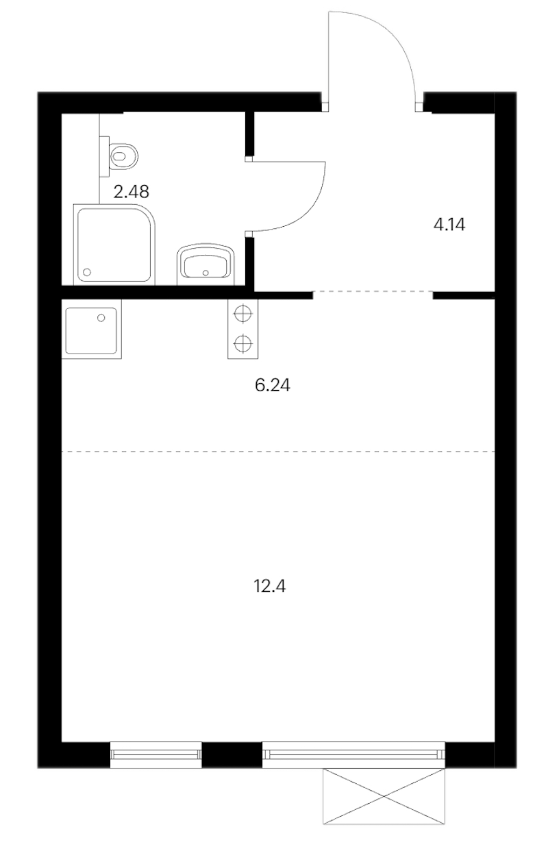 Квартира студия 25.26 м², 15/24 эт., ЖК «Заречный парк»